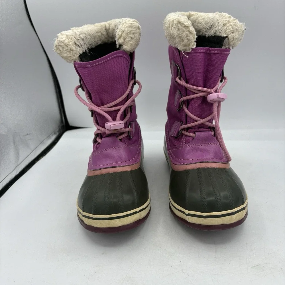 Sorel Boots Girls Youth Size 3 Yoot Pac‎ Snow Rain Waterproof Winter Pink Black